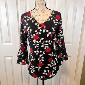 Liz Claiborne Black and White Patterned Blouse
